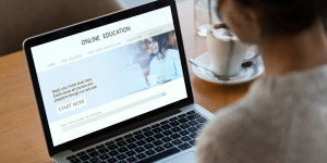 Online training website displayed on laptop screen