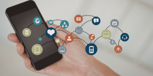 Phone with marketing icons