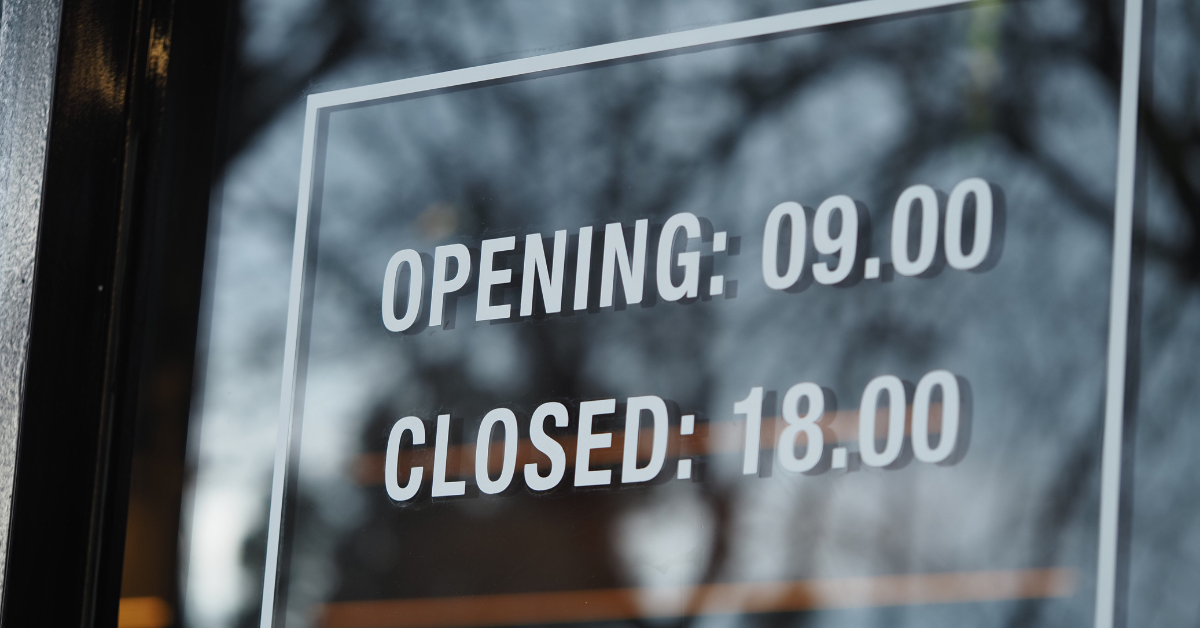 Opening Hours sign