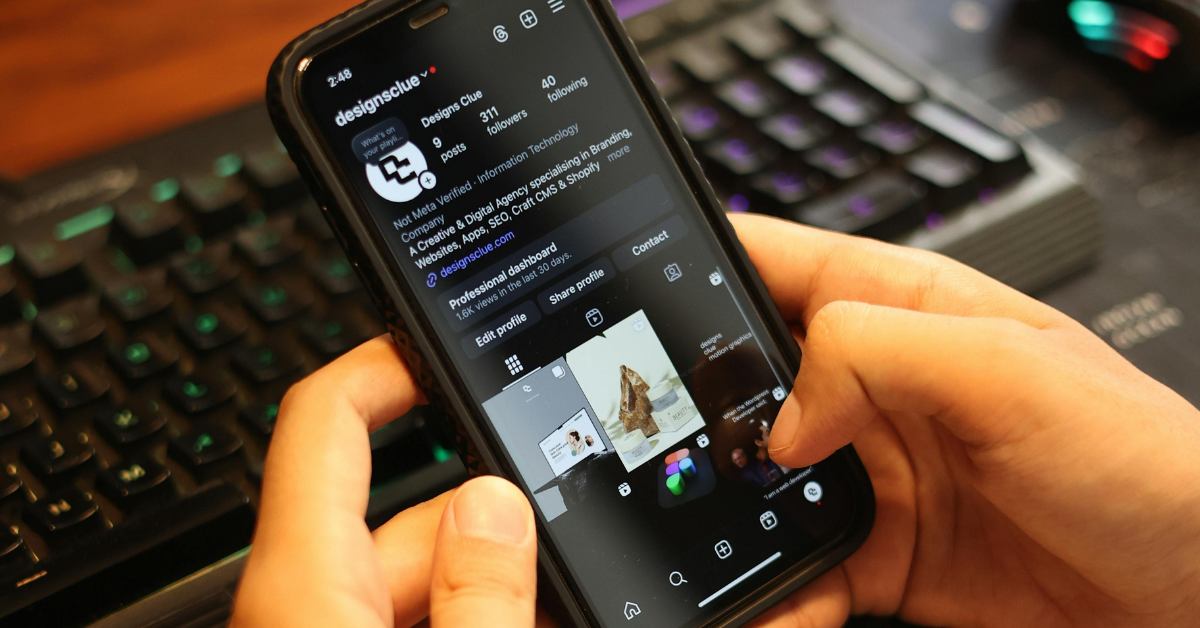 man scrolling social media