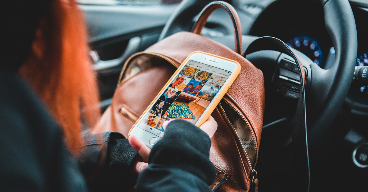 a woman scrolling social media