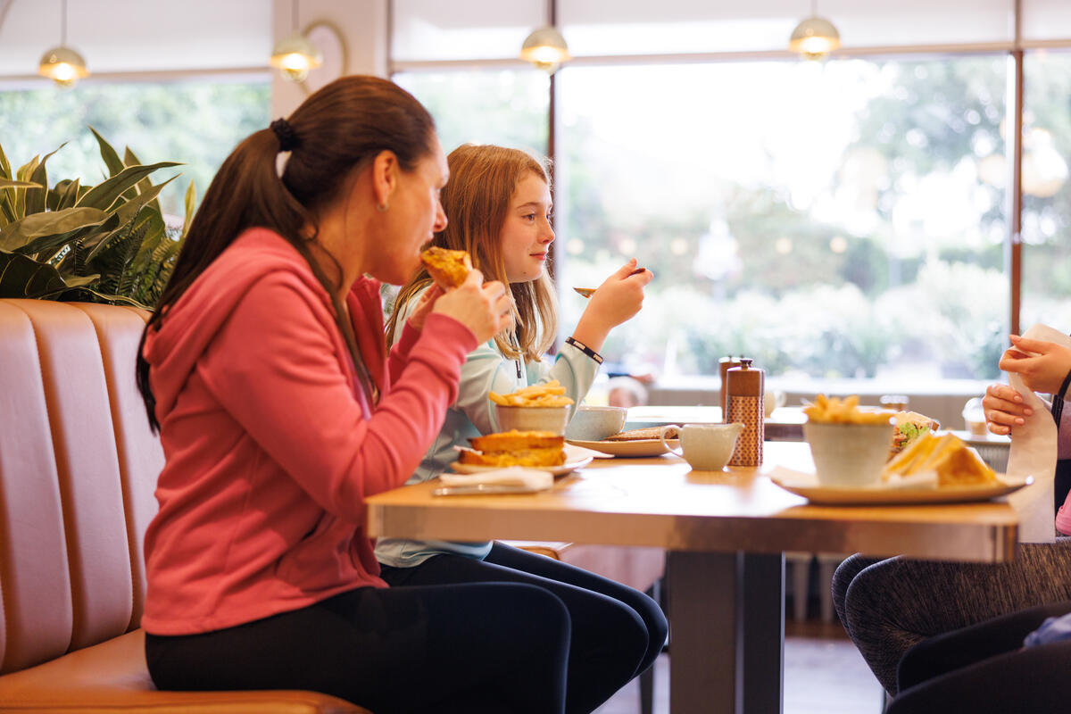 A family enjoying lunch